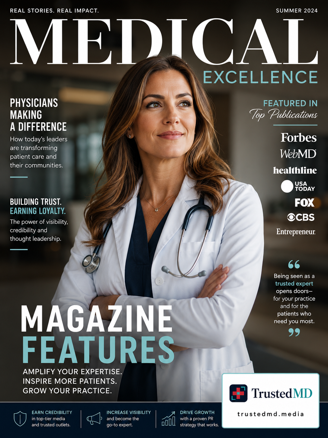 Physician featured on an editorial magazine cover