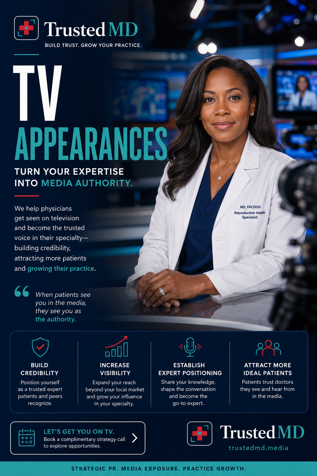 Physician participating in a professional television interview