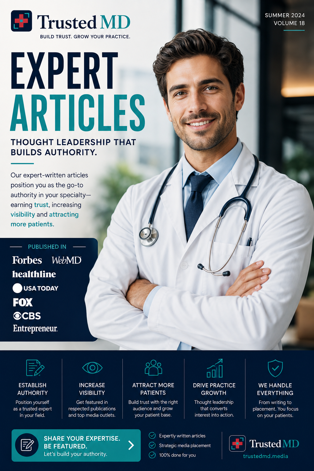 Physician presented as the author of an expert healthcare article