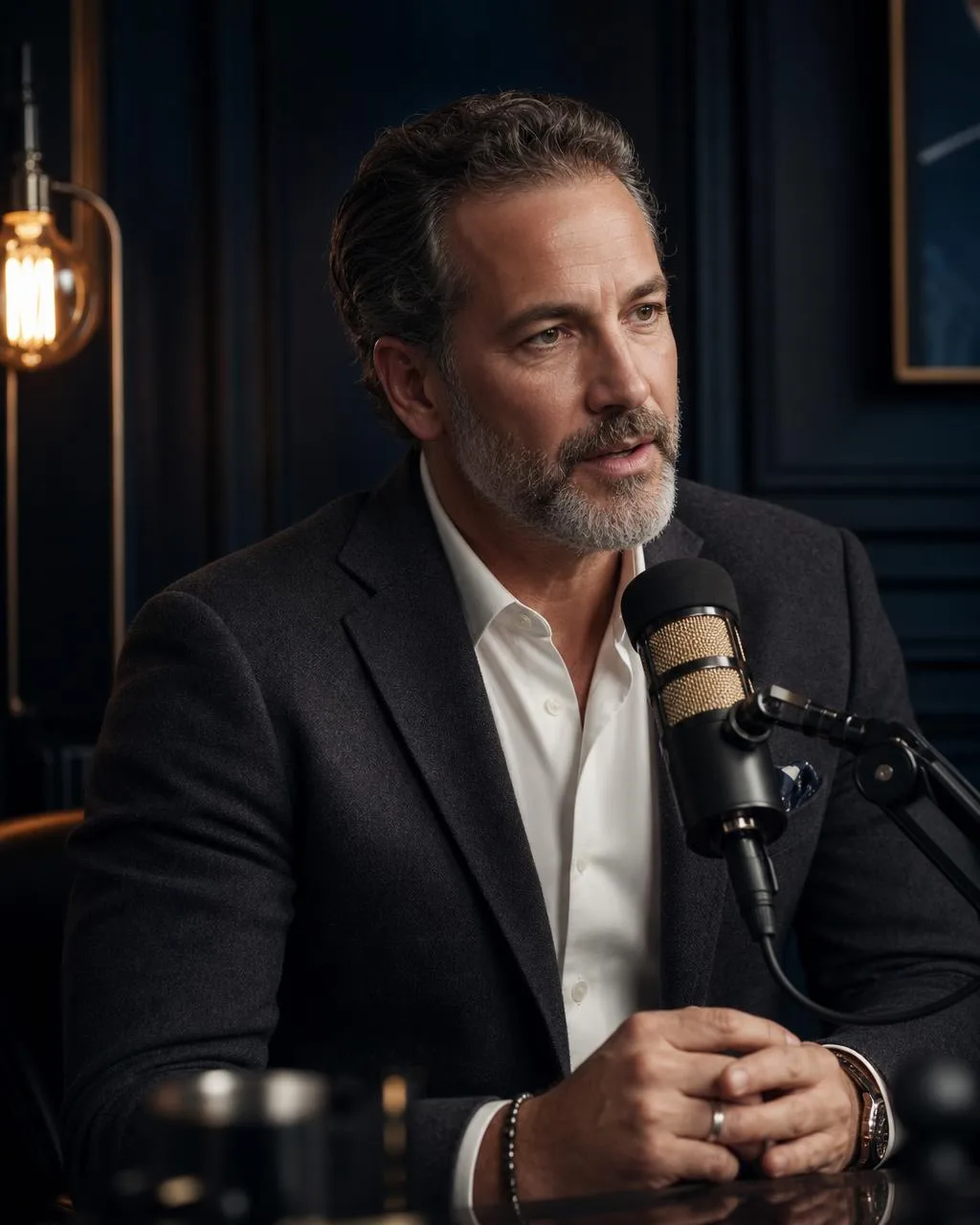 Physician speaking during a professionally produced podcast interview