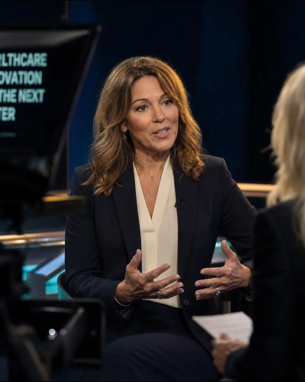 Physician participating in a professional television interview